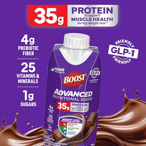 BOOST Advanced Nutritional Protein Shake, Weight Loss Nutrition Support*, 35g High Protein GLP-1 Friendly Shake, Ready to Drink - Rich Chocolate, 12-11 FL OZ (325 mL) Cartons