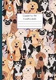  Cuaderno A4 Cuadriculado: Cuadrícula de 5 x 5 mm - Cubierta flexible - Patrón con perros (cuaderno folio a4)