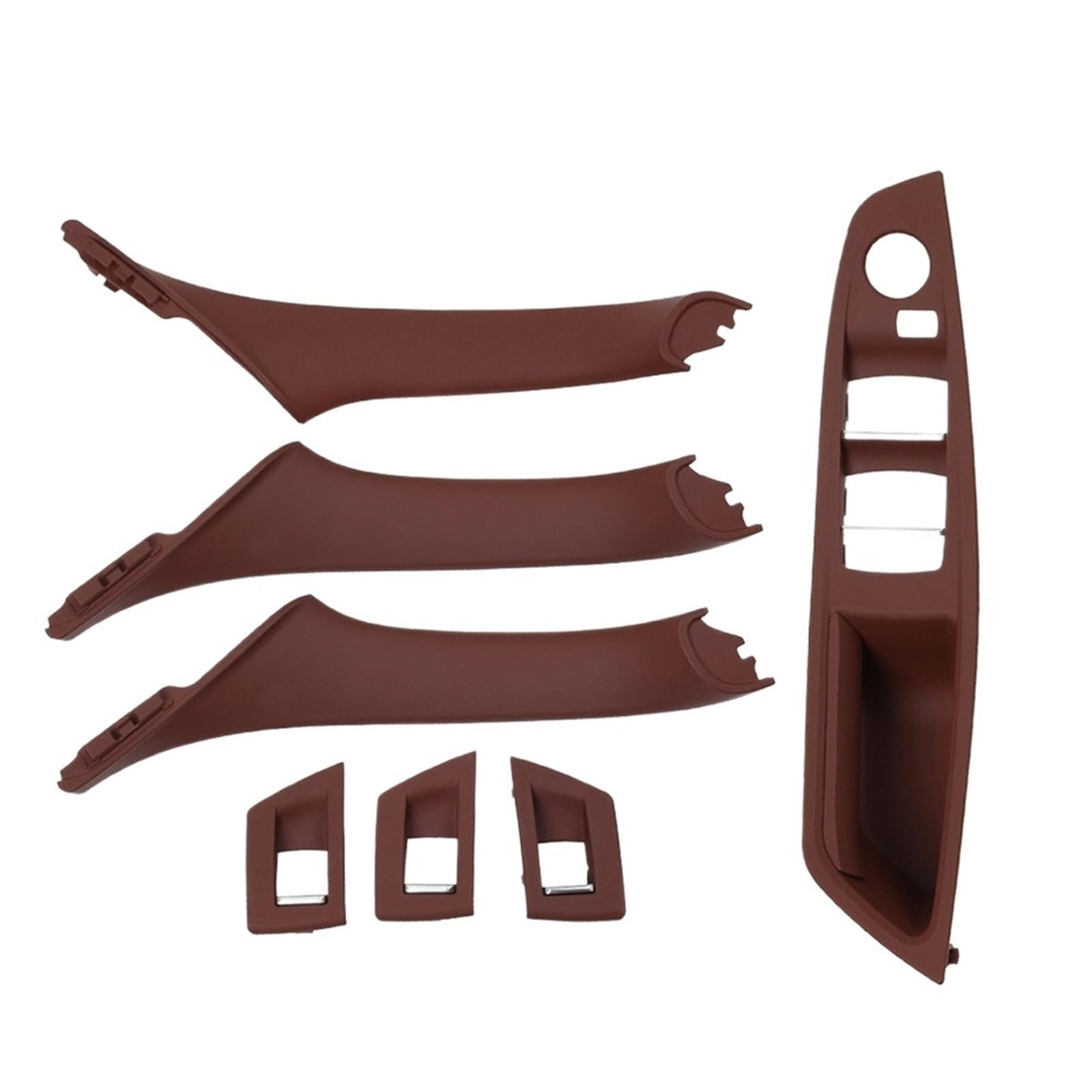 OEXRIGRU Car Interior Door Handles for BMW F10 F11 F18 520 523 525 RHD Right Hand Driver Car Interior Door Window Switch Cover(RHD Redbrown 7pcs)