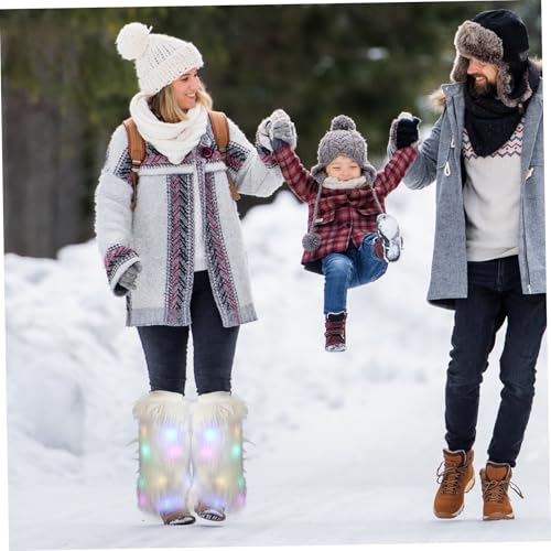 Leg Warmers for Women 15.8 Inch Fashion Faux Boot Covers Lighted up White Warm Winter Fuzzy Leg Warmers for Women Ladies with Light2