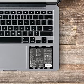 Sticker Master Mac OS MacBook Air Pro Decal Sticker Cheat Sheet Accessories Keyboard Shortcuts Temporary Adhesive Mac Laptop Accessory M1 Intel Clear Vinyl Sticker, Compatible with 13/14/16 inch Black
