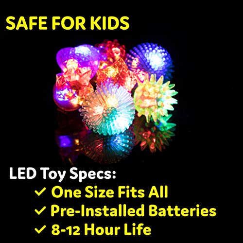 PartySticks Light Up Jelly Rings - 36pk LED Finger Lights Glow Party Favors for Kids, Flashing Glow Rings, Wearable Glow Jewelry and Glow in the Dark Party Supplies for Boys and Girls (Assorted)