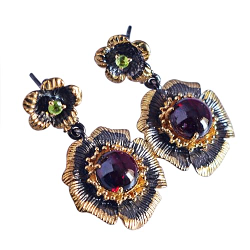 Boucles d'oreilles pendantes de créateur en grenat pour un cadeau d'anniversaire