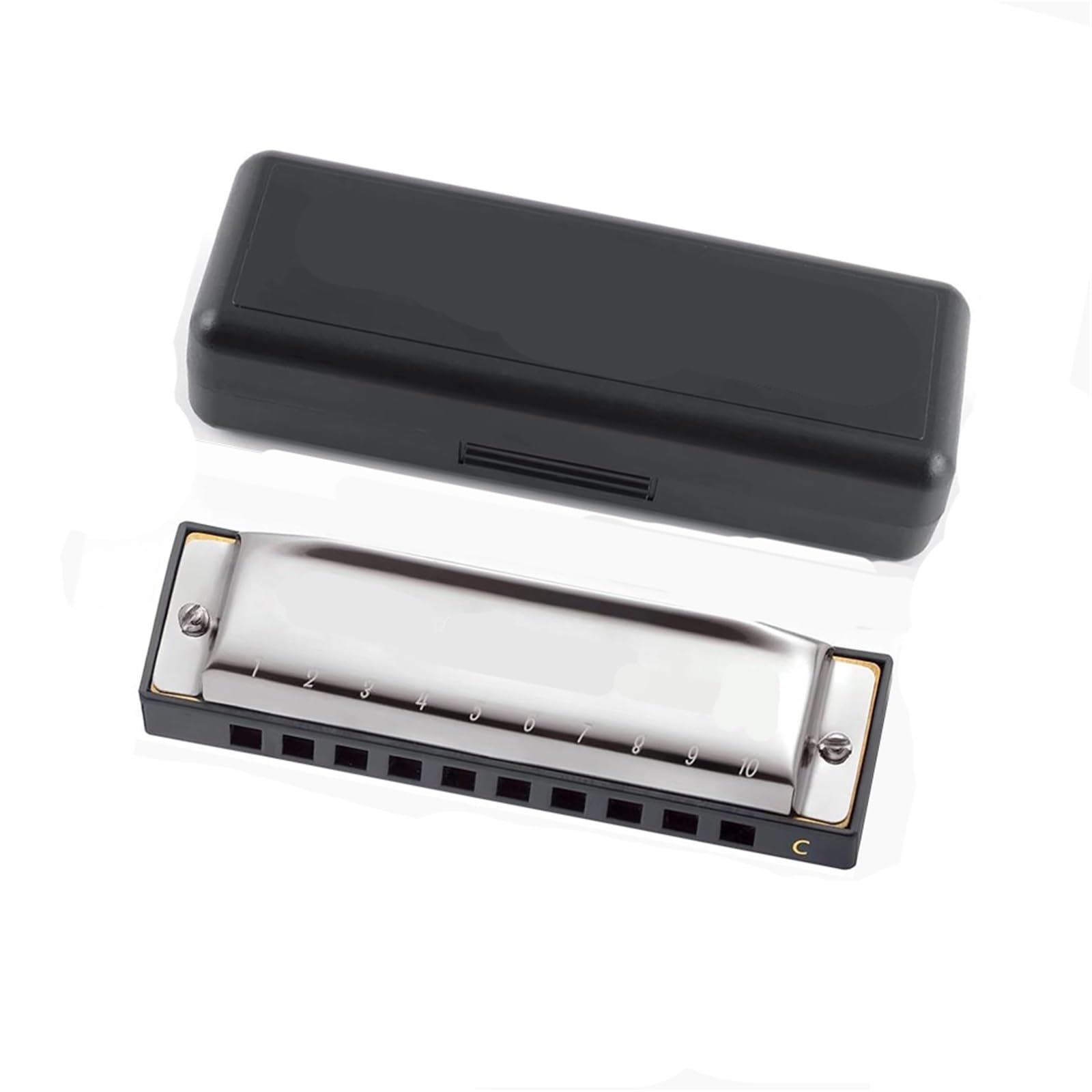 Mundharmonika Diatonische Mundharmonika In C-Dur Mit 10 Löchern Geeignet Für Musiklehrer Und Anfänger. Inklusive Etui(Black)