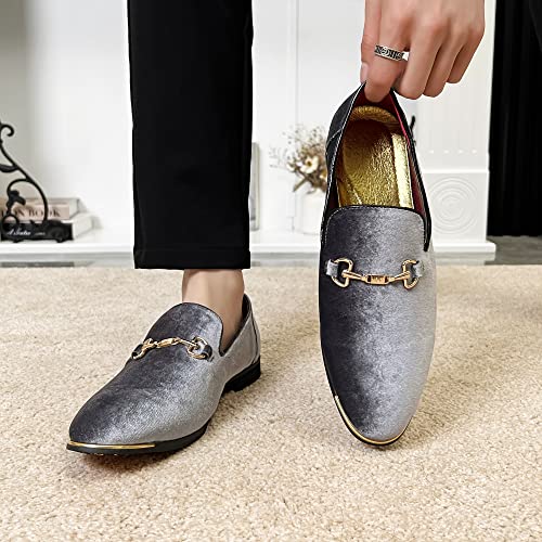 Image of FLQL Men's Luxury Penny Loafer Slip-On Velvet Shoes Party Dancing Shoes Suede Wedding Shoes Plus Size 7-13