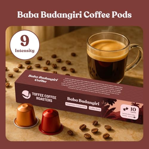 Image of Toffee Coffee Roasters | Variety Pack Coffee Pods - 20 Aluminium Coffee Capsules | Baba Budangiri & Mysore Nuggets | Nespresso Compatible |
