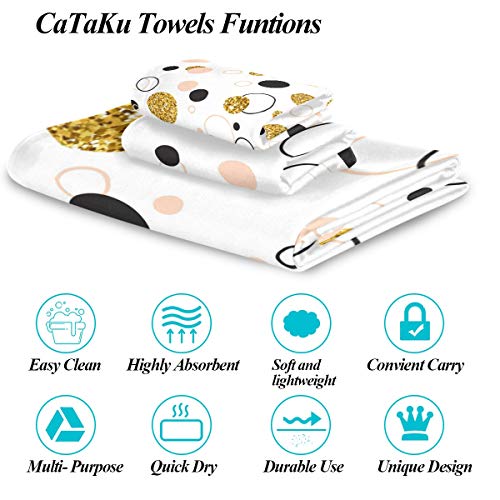 Cataku Towels Set 3-Piece, Colorful Polka Dot Towel Bathroom Sets, 1 Bath Towel, 1 Washcloth, 1Hand Towel, Polka Dot Towel Set Of 3 Soft Multifuntion For Home Kitchen Hotel Gym Swim Spa. #TOP2