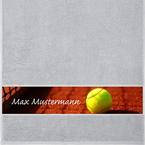 Manutextur Handtuch mit Namen - personalisiert - Motiv Sport - Tennis