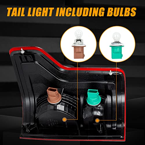 Ransoto Left Driver Side Tail Lights With Bulbs Compatible With Ford F-150 2015 2016 2017 Rear Brake Lights Tail Lamps Replace Fl3Z13405A-Pfm, Fo2800239 #TOP1