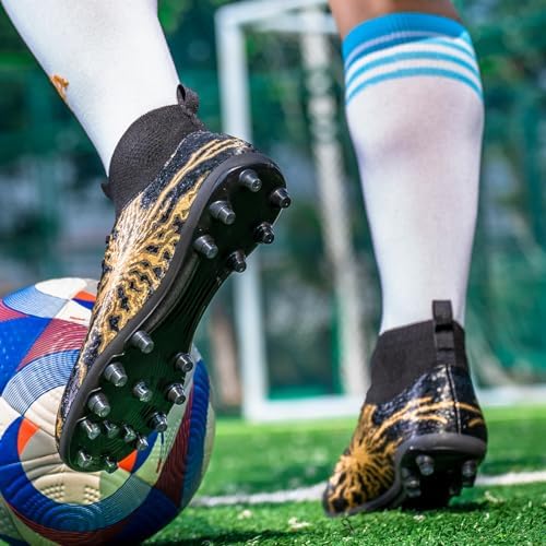 HRJR Men's Soccer Cleats Football Cleats Adult Training Sneaker Black 8.5