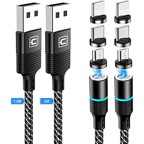 CAFELE 3 in 1 Ladekabel Magnetisch,QC 3A Schnellladung Magnet Ladekabel Datenkabel,Nylon Magnetisches USB Kabel für Micro USB/Typ C/Phone/Huawei/Samsung Galaxy/Xiaomi/Honor/Sony/Nokia/LG/HTC Cover