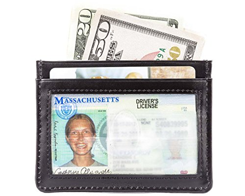 Big Skinny Mini Skinny Leather Card Slim Wallet, Holds Up To 12 Cards, Black #TOP2