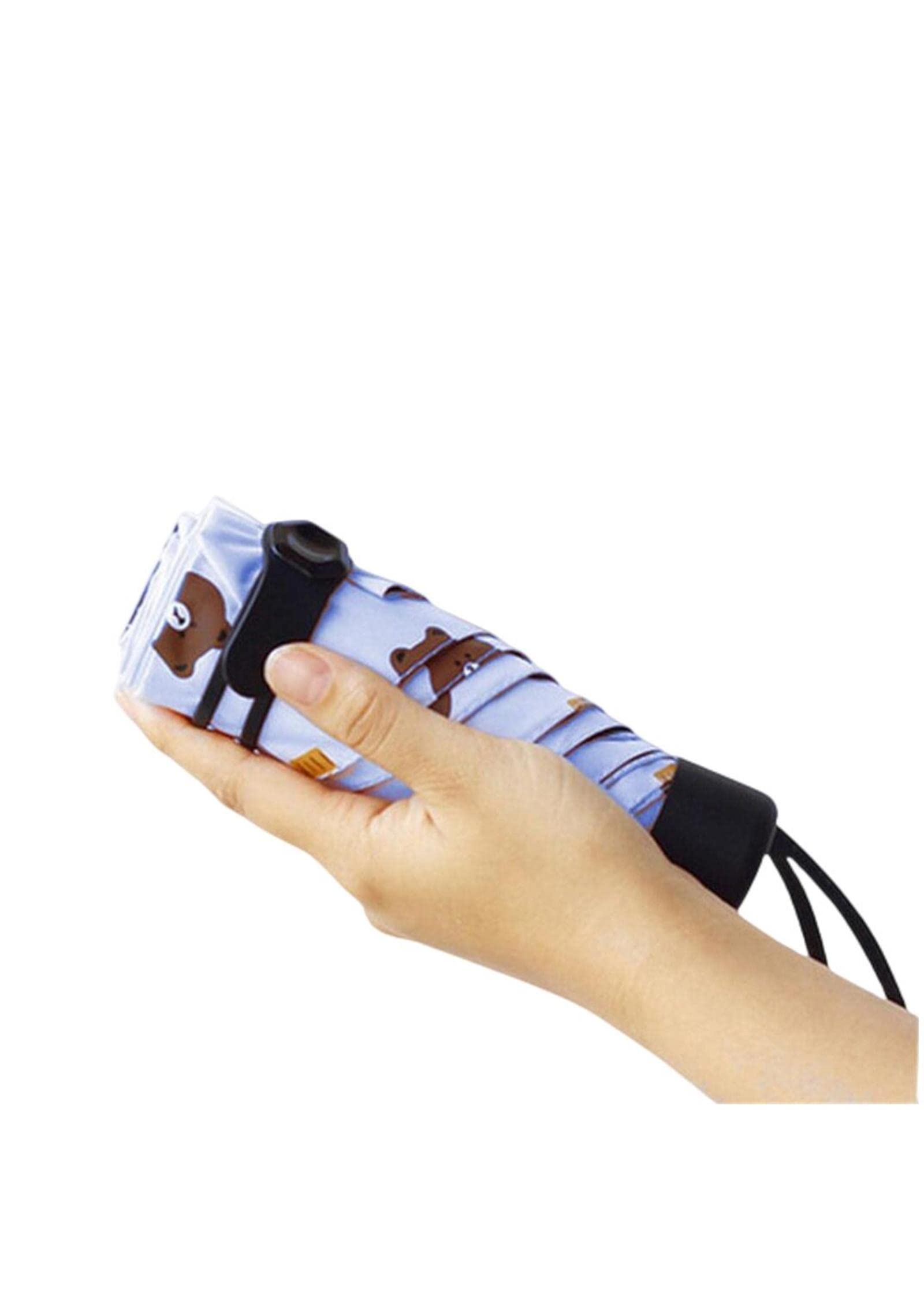 Mini Mubrella Mini Damska Kieszonkowa Mała Parasolka Anty UV Parasolka Przeciwdeszczowa Wiatroszczelna Lekka Składana Przenośna Parasolka (Czarna A)