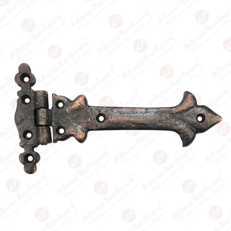 Image of Adonai Hardware Adonijah Antique Cast Iron Strap T Hinge (6 inch X 2 Pack, Oil Rubbed Bronze) for Barn Doors, Gates, Kitchen Cabinets, Sheds, Wooden Box, Furniture, Cedar Chest and Trunks