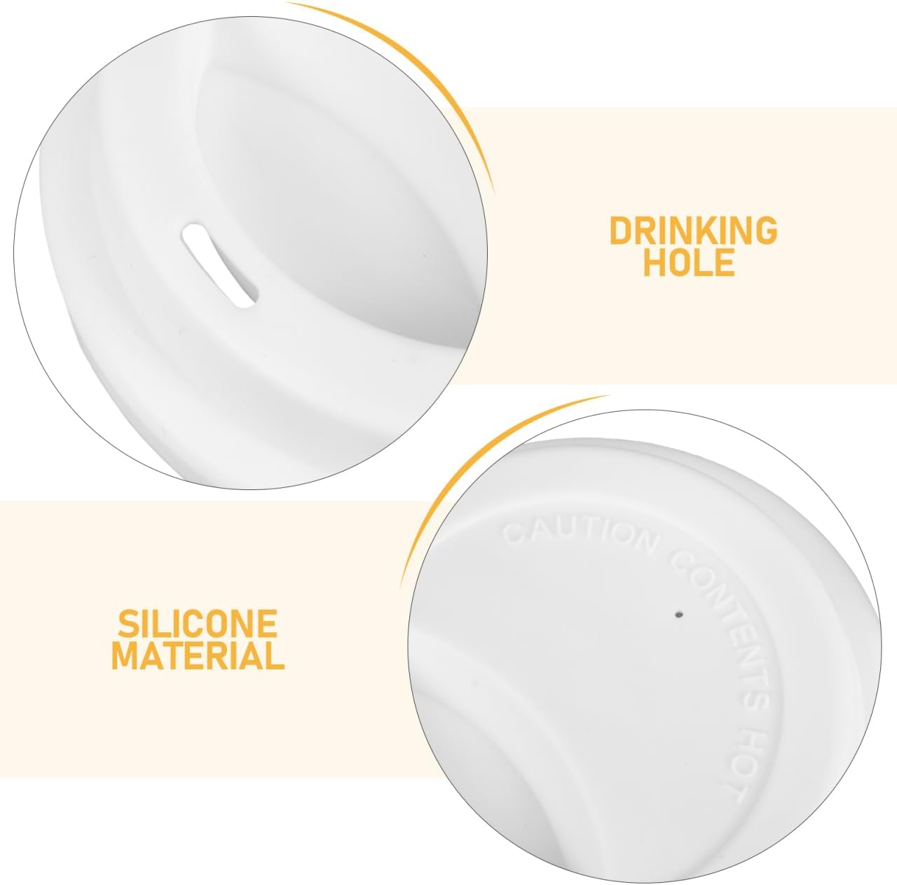 Healifty 4 Pcs Silicone Coffee Cup Lids, White Coffee Mug Lid Replacement | Soft Drink Covers Help Reduce Dust and Splashes for Compatible Cups at Home, Office, Parties and Outdoor Use