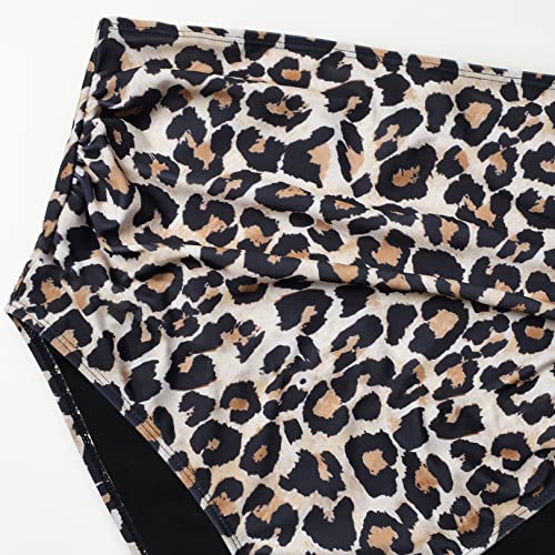 Debelly Women Maternity Swimsuits Tankini Set 2 Piece Pregnancy Bathing Suits With Comfortable Mama Bikini Top & High Waist Swim Bottom,Black&Leopard,M #TOP5