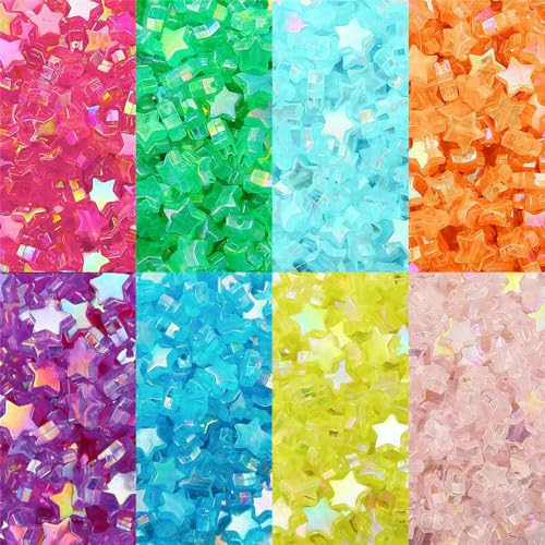 Cuentas de corazón y estrella en cubo plano multicolor, abalorios DIY naranjas de 1000 piezas 2