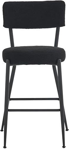 Juego de 2 taburetes de bar modernos de tela de peluche, taburetes de bar de altura de encimera, taburetes de comedor tapizados con respaldo y