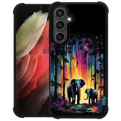 Goodsprout Compatible with Samsung Galaxy S23 FE Case,Colorful Elephant Forest Amazing Pattern Design Shockproof Anti-Scratch Hard PC Back Case for Samsung Galaxy S23 FE