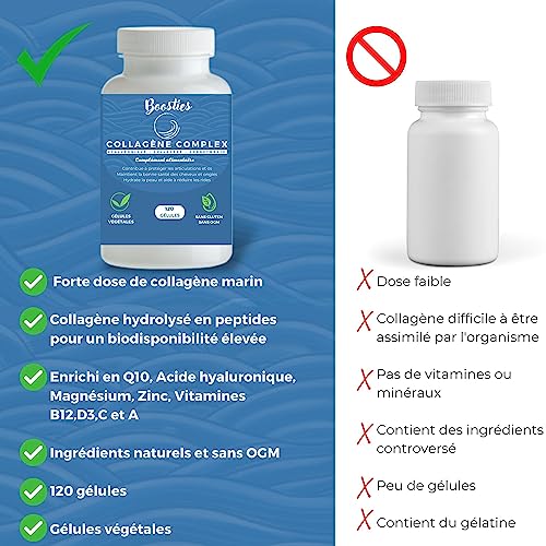 Colágeno Complex marino + Ácido hialurónico + Q10 + Magnesio + Zinc + Vitaminas A, C, B12, D3 | Belleza y articulaciones | 120 cápsulas | Boosties - imagen 4