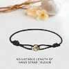 Azlanway Segeltau Damen Armband Tricolor, 2 Stück Paar-Armband, Kordelarmband mit Edelstahl Ring in Silber, Gold & Roségold, Freundschaftsarmbänder, Einstellbares Handgelenk Armbänder（Schwarz + Rot） #2