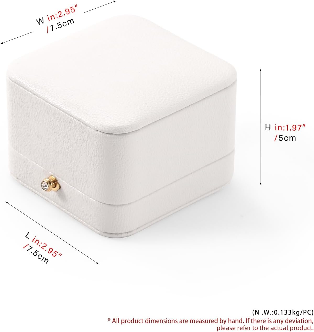 White High-end PU Leather Jewelry Ring Gift Box Microfiber Interior Proposal Engagement Ring Box