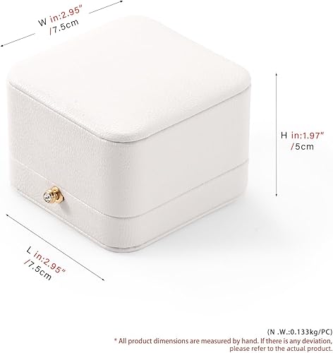 Miniatura 6 de Caja de regalo de anillo de joyería de cuero PU de gama alta blanca Caja de anillo de compromiso de propuesta interior de microfibra