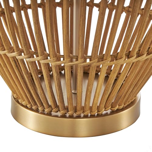 Deco 79 Rattan Handmade Room Table Lamp Woven Open Frame Accent Lamp with Gold Accents, Lamp 16" x 16" x 28", Brown by Deco 79 - Image 6