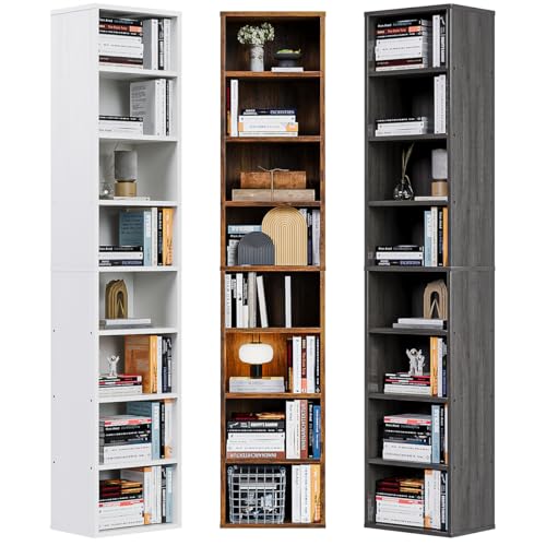 La mejor comparación de Librero Armable para comprar hoy. 43 Simple Wisdom Librero, 180CM Alto Librero Organizador, 8 Capa Librero Minimalista, con Hebilla de Fijación a la Pared Librero Madera, Vitrina Exhibidor Adecuado para Salón,...