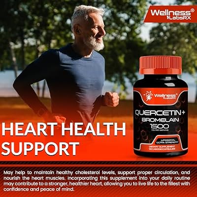 Quercetin with Bromelain Supplement - 1500mg - Immune Support and Heart Health Capsules For Men and Women, Quercetin Supplements Helps Support Joint & Healthy Respiratory System - 120 Count