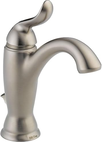 Delta Faucet Linden - Grifo de baño de un solo orificio de níquel cepillado, grifo de baño de una sola manija, tecnología de sello de diamante,