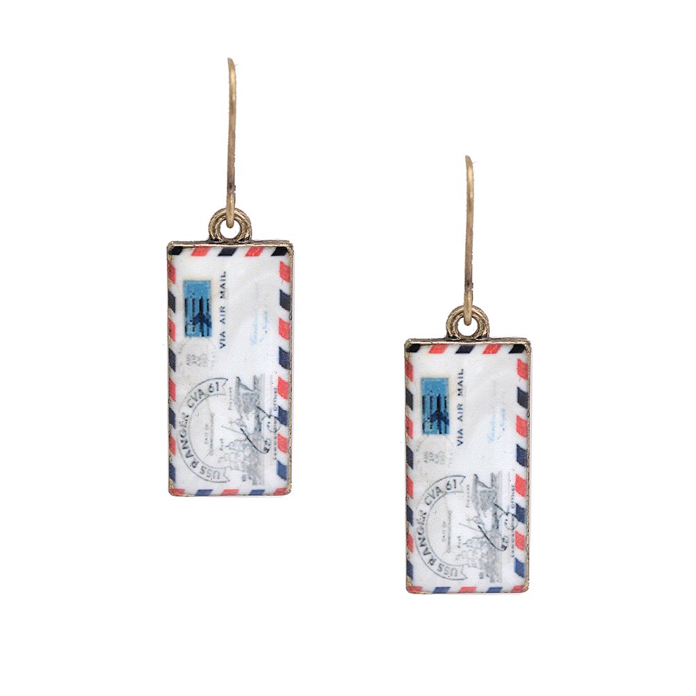 Spinningdaisy Vintage Love Letter Mail Envelope earrings