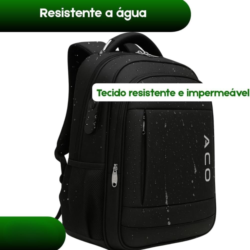 Mochila para Notebook Masculina Feminina para Notebook 17 – Mochila executiva Antifurto, Reforçada, Saídas USB e Fone, Alça de Aço, Impermeável, Escolar, Faculdade, Trabalho ou Viagem – Preta Premium Mochila para Notebook Masculina Feminina para Notebook 17 – Mochila executiva Antifurto, Reforçada, Saídas USB e Fone, Alça de Aço, Impermeável, Escolar, Faculdade, Trabalho ou Viagem – Preta Premium