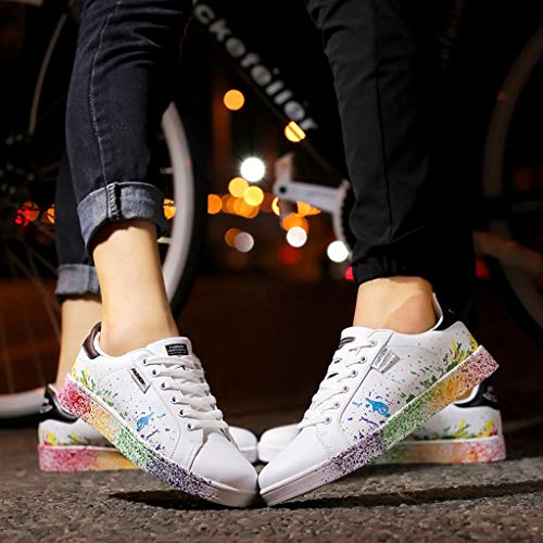 Sunhusing Women\'s Color Graffiti White Shoes Sports Shoes Running Shoes Men Women Casual Shoes Lovers Shoes - Thumbnail 5