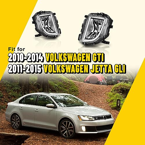 AUTOFREE Fog Lights Assembly Compatible for Volkswagen GTI 2010-2014/ VW Jetta GLI 2011-2015 Driving Fog Lamps Replacement with H8 12V 35W Bulbs -1 Pair (Clear Glass Lens) by AUTOFREE - Image 2