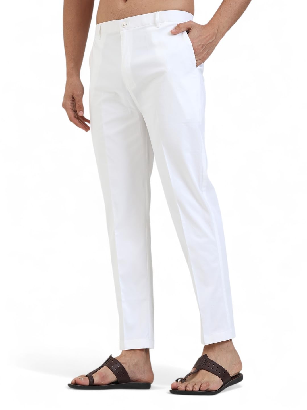 dastekarigar Men's Cotton Casual Trouser for Men, Regular Fit Pant Pyjama for Men, Mid Rise, 2 Pockets (IN, Alpha, L, White)-picture-17