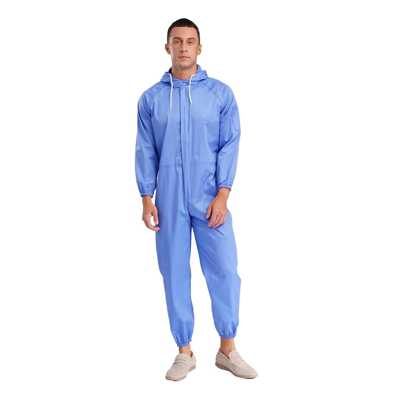 Tuta protettiva da uomo con cappuccio e cerniera, tuta intera, lavoro in fabbrica alimentare, for verniciatura a spruzzo, abiti for la pulizia per Officine e Magazzini Meccanici(3XL)