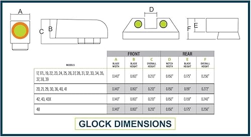 Miniatura 5 de Night Fision Tritium - Juego de visión nocturna compatible con Glock 48, anillo delantero naranja, anillos traseros negros con muesca en U