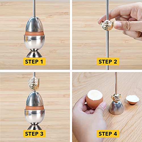 Eggfecto Egg Topper - Hard And Soft Boiled Egg Cutter | Mess-Free Egg Opener For Small, Medium, And Large Eggs | Food-Grade Stainless Steel Egg Shell Opener | Easy To Clean Egg Cracker For Raw Eggs #TOP4