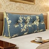 WOWMAX Cojín grande triangular para cabecero de cama, color azul lago