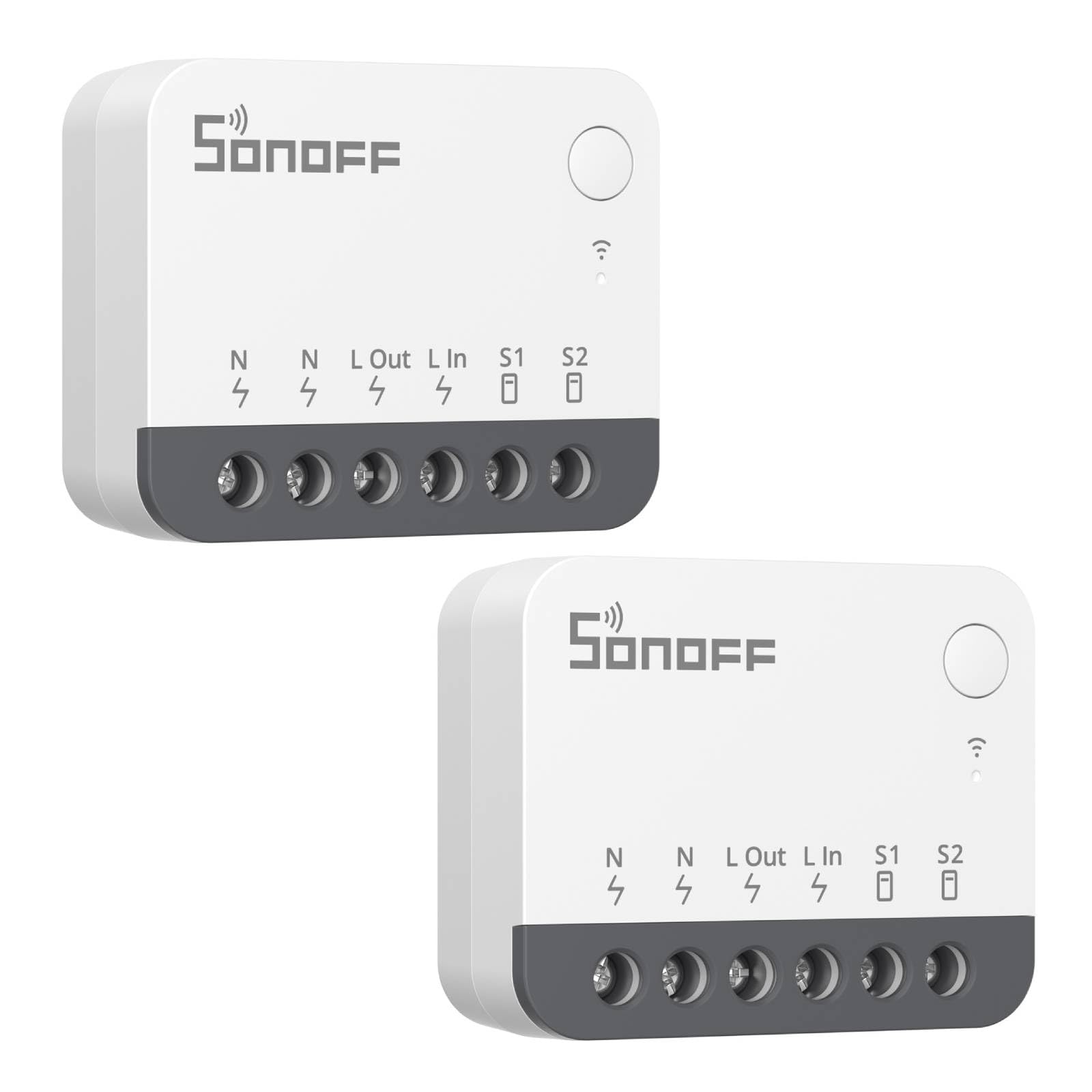 SONOFF SONOFF ZBMINIR2 Smart Light Switches, ZigBee Mini Smart Switch, 2 Way Control, Compatible with Alexa, Google Home and SONOFF Hub, ZigBee 3.0 Gateway Hub Required, Neutral Wire Required, 2 PACK