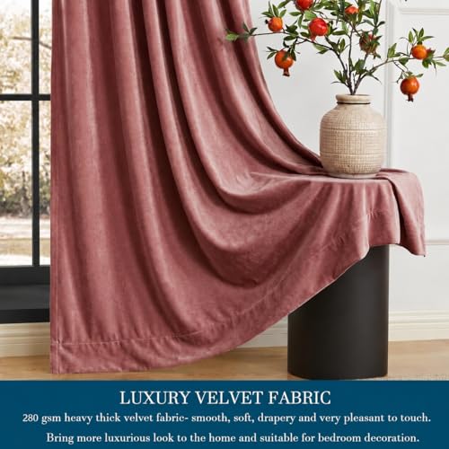 Image of Amazon Brand - Solimo Velvet Curtain Set of 2 (52x60 Inch) Plain Door & Window Curtains for Living Room & Bedroom |75% Light Blocking, Eyelet Curtains for Home Decor in Blush Color (4 feet x 5 feet)