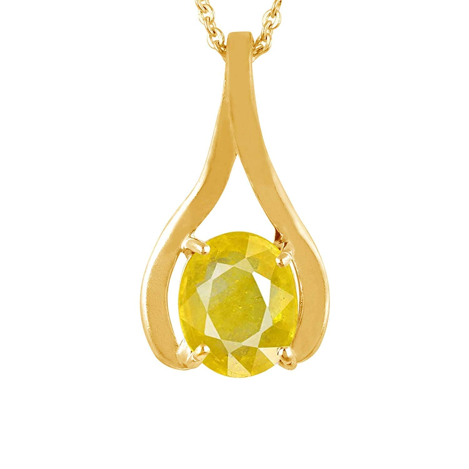 7.25 Ratti Natural Yellow Sapphire Gold Plated Pendant/Locket (Pukhraj Stone Panchadhatu Pendant) Original AAA+ Quality Gemstone Pendant for Men and Women-image-43