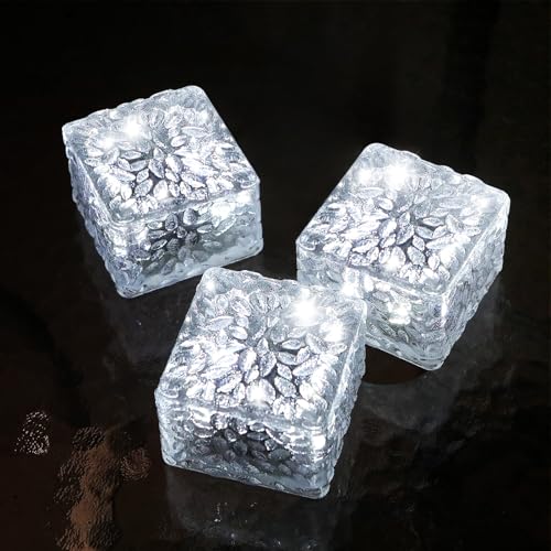 JKIMK Solar Brick Lights Outdoor Waterproof Patio Brick Lights Garden Decor for Outside 3 Packs for Patio,Yard,Walkway,Pathway Decor