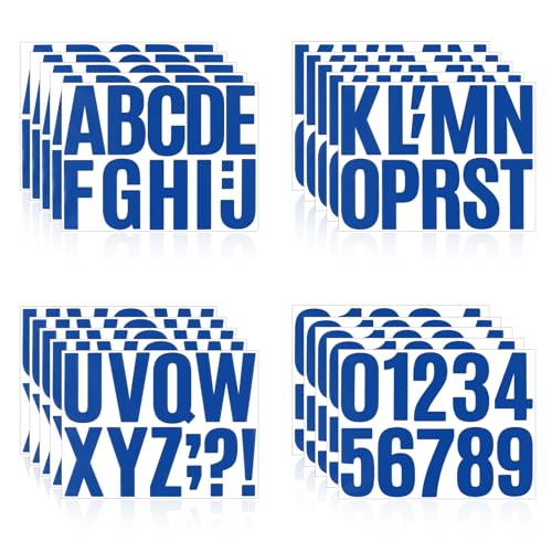 Llewyn 220 Pcs 20 Sheets Letter Stickers,Self Adhesive Waterproof 4 Inch Mailbox Numbers Vinyl Stickers,Alphabet Decals for Water Bottle,Window,Classroom,Car,Laptop,Scrapbook (Blue, 4 Inch) by Llewyn - Used condition - US$12.02