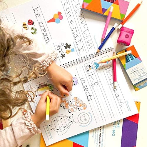 Love Writing Co. Learn To Write Pack 2 - Age 3-5 Years-Pack Of 5 Kids Pencils, Handwriting and Alphabet Practice Stage 1 Book 2 | Pencil Control and Grip | Phonics | SEN