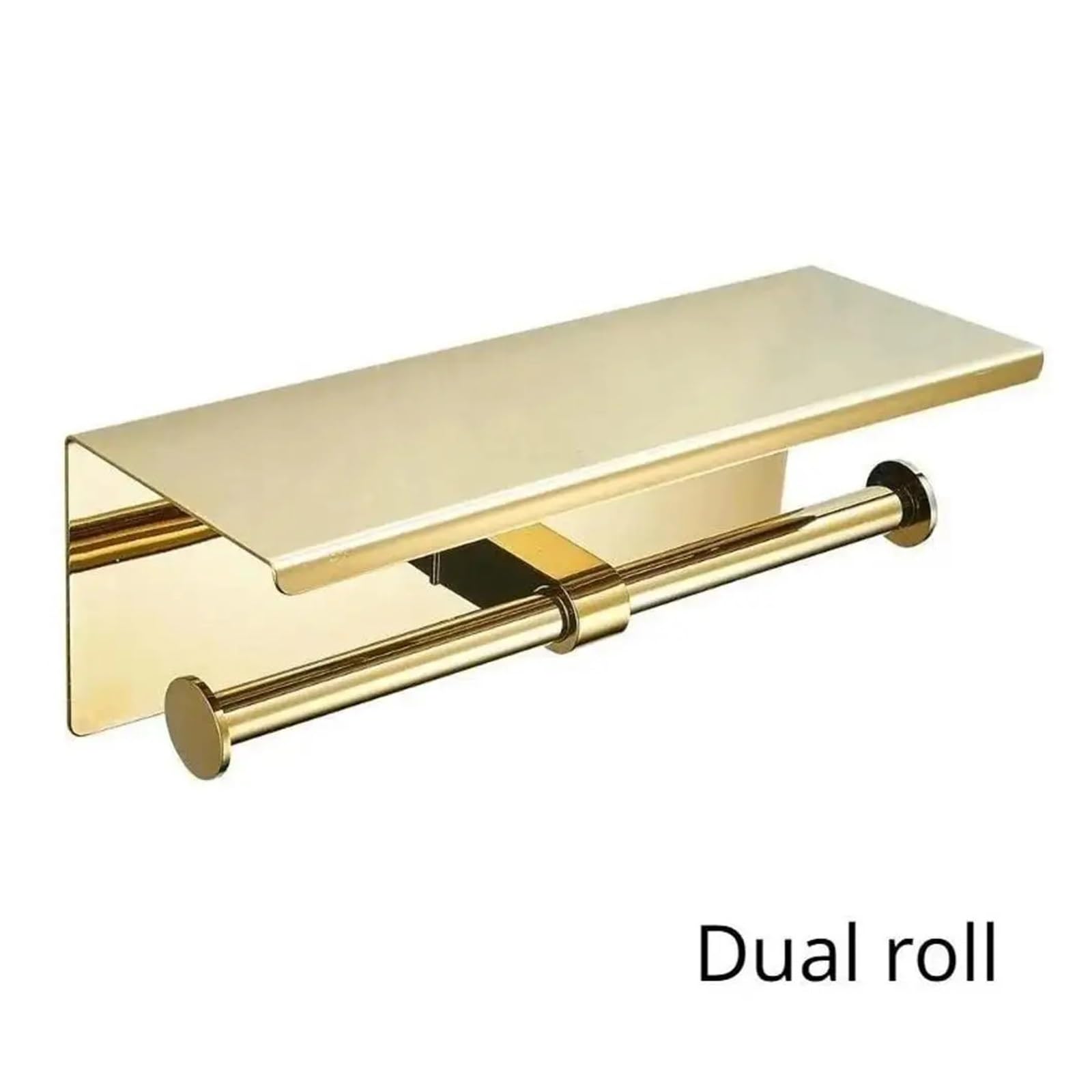 Porta carta igienica multifunzionale da 1 pz con dispenser doppio for fazzoletti montato a parete su ripiano, oro(Black single)