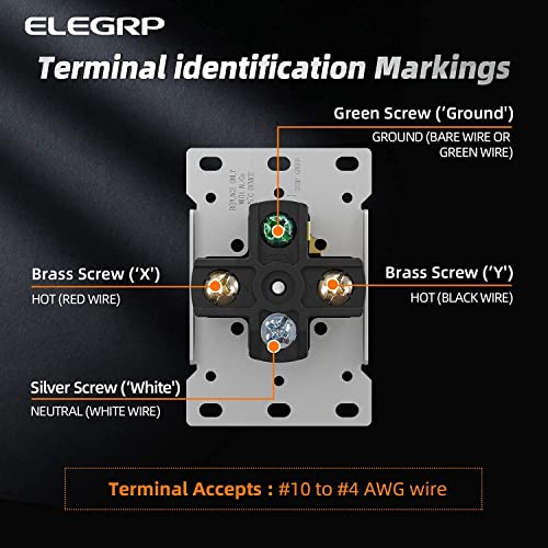 ELEGRP 30 Amps 125/250V Dryer Outlet, NEMA 14-30R & NEMA 14-50P 4 Prong Electric Dryer and Range Oven Stove Plug
