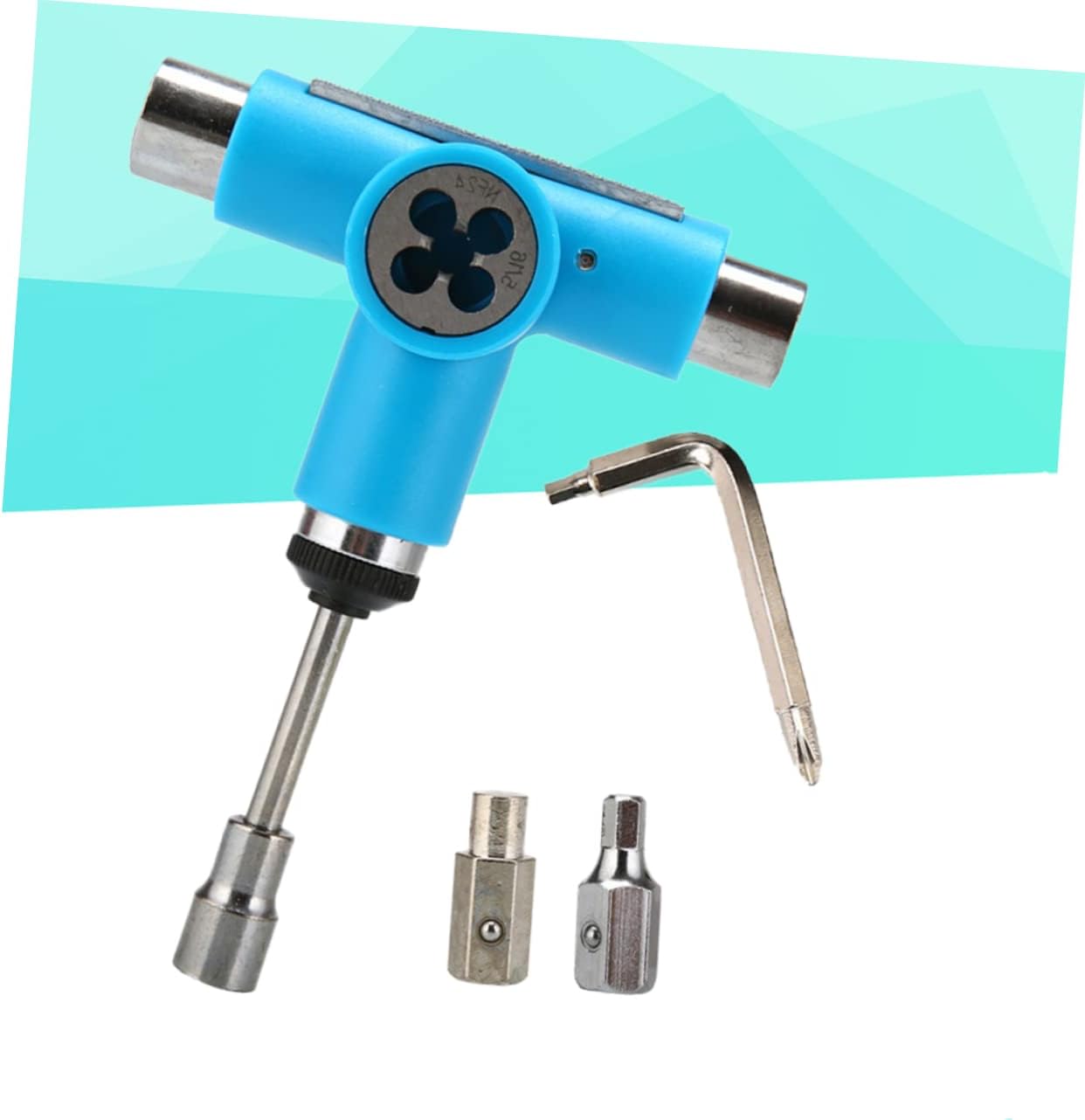 YARNOW Multifunctional T-Tool Skateboard Tool Set Portable Blue Skate Tool for Skateboards Mini and Cruisers Allen Key