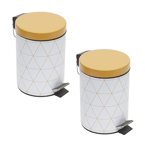 Home Basics Gold Lines - Cubo de basura de metal (3 Lt, 2 unidades)